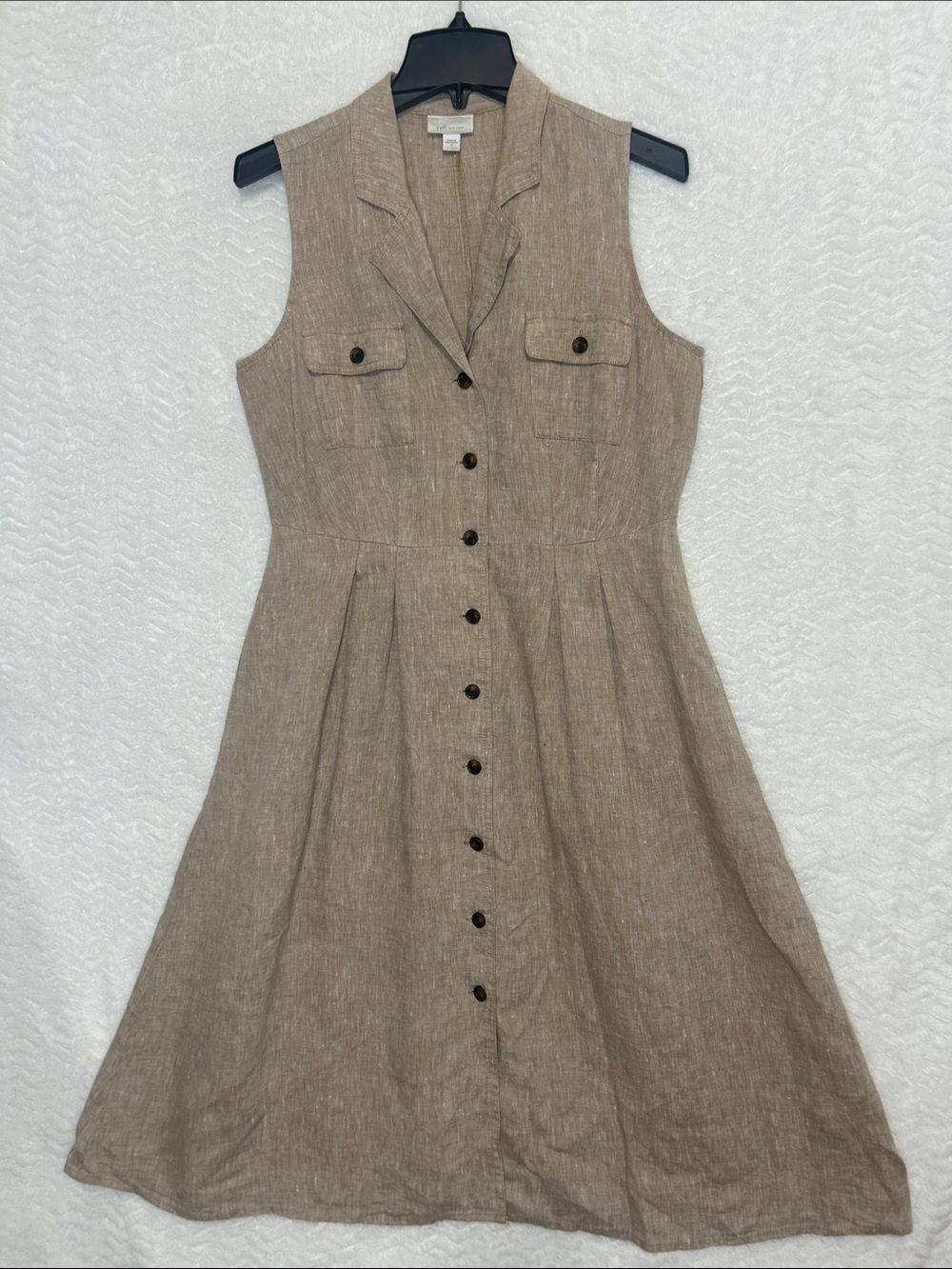 J. Jill Brown 100% Linen Dress Size‎ Small S I Love Linen Coastal Grandma EUC - Picture 2 of 12
